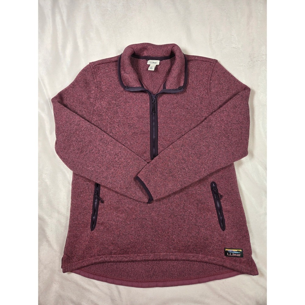 L.L.Bean Women's Sweater Fleece Full Zip Jacket Dark Plum Rose Small